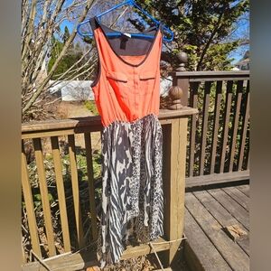 Y2k Stylish Orange and Black High/Low Dress